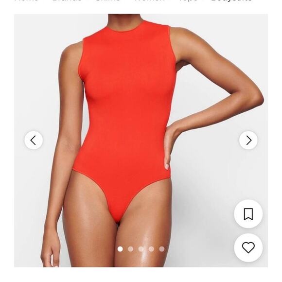 Skims | NWOT Women's Fits Everybody High Neck Sleeveless Bodysuit Poppy Size XS - Picture 1 of 6